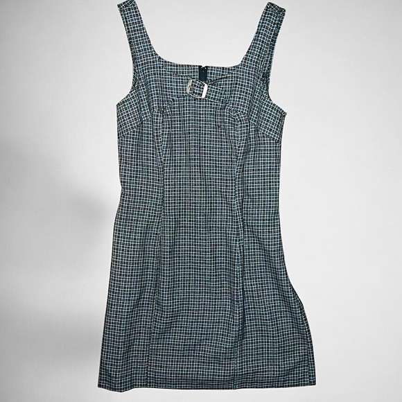 City Triangles Vintage Blue Grid Pattern Plaid Y2K Mini Dress Sz. 9 - Picture 1 of 7